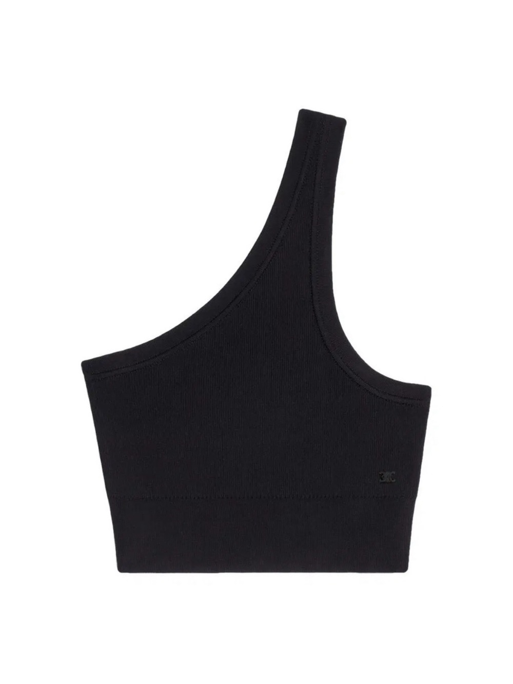 CELINE Silk One-Shoulder Crop Top | Black